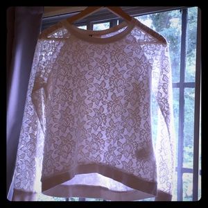 White Long sleeve  laced sweater